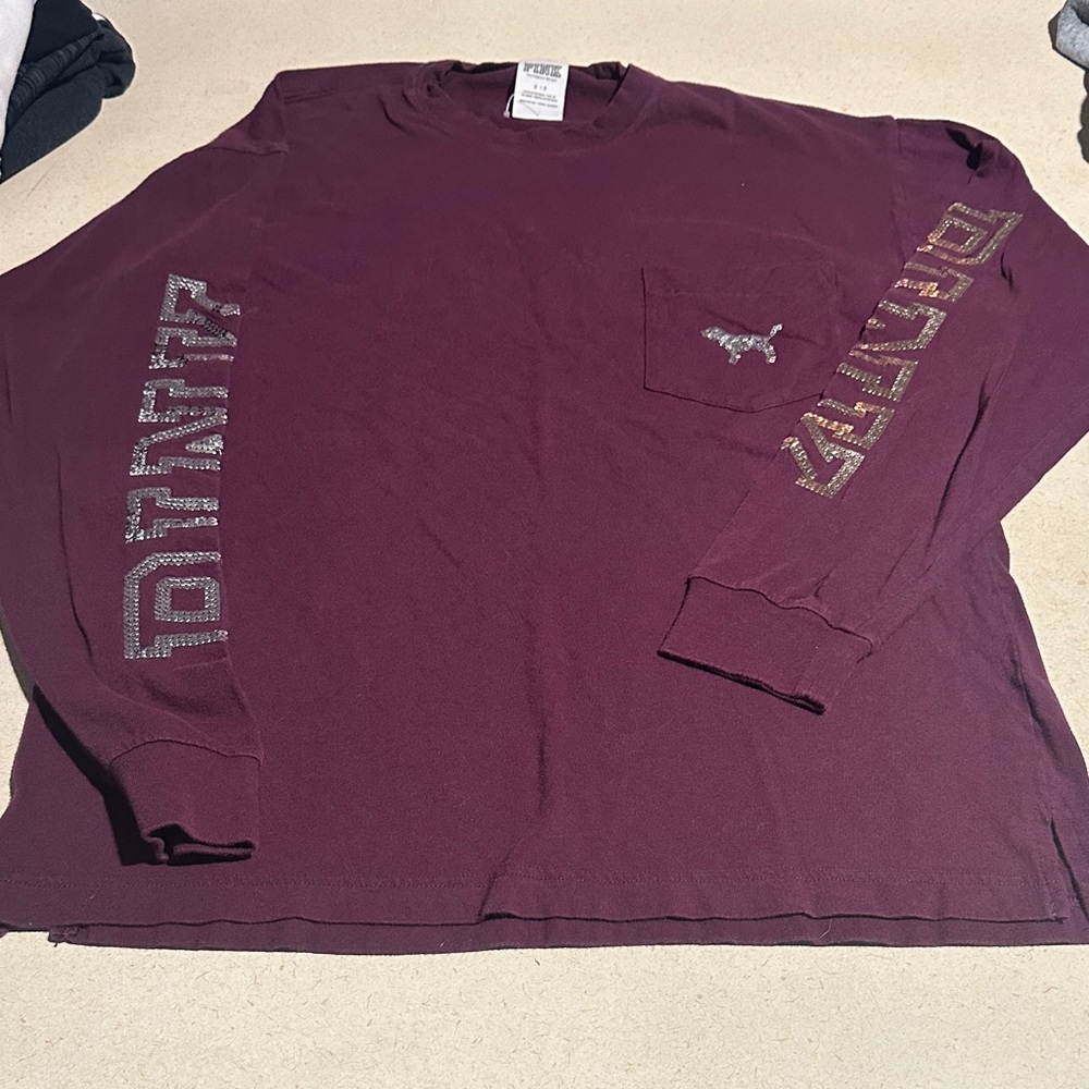 PINK Victoria's Secret Burgundy Long Sleeve Tee